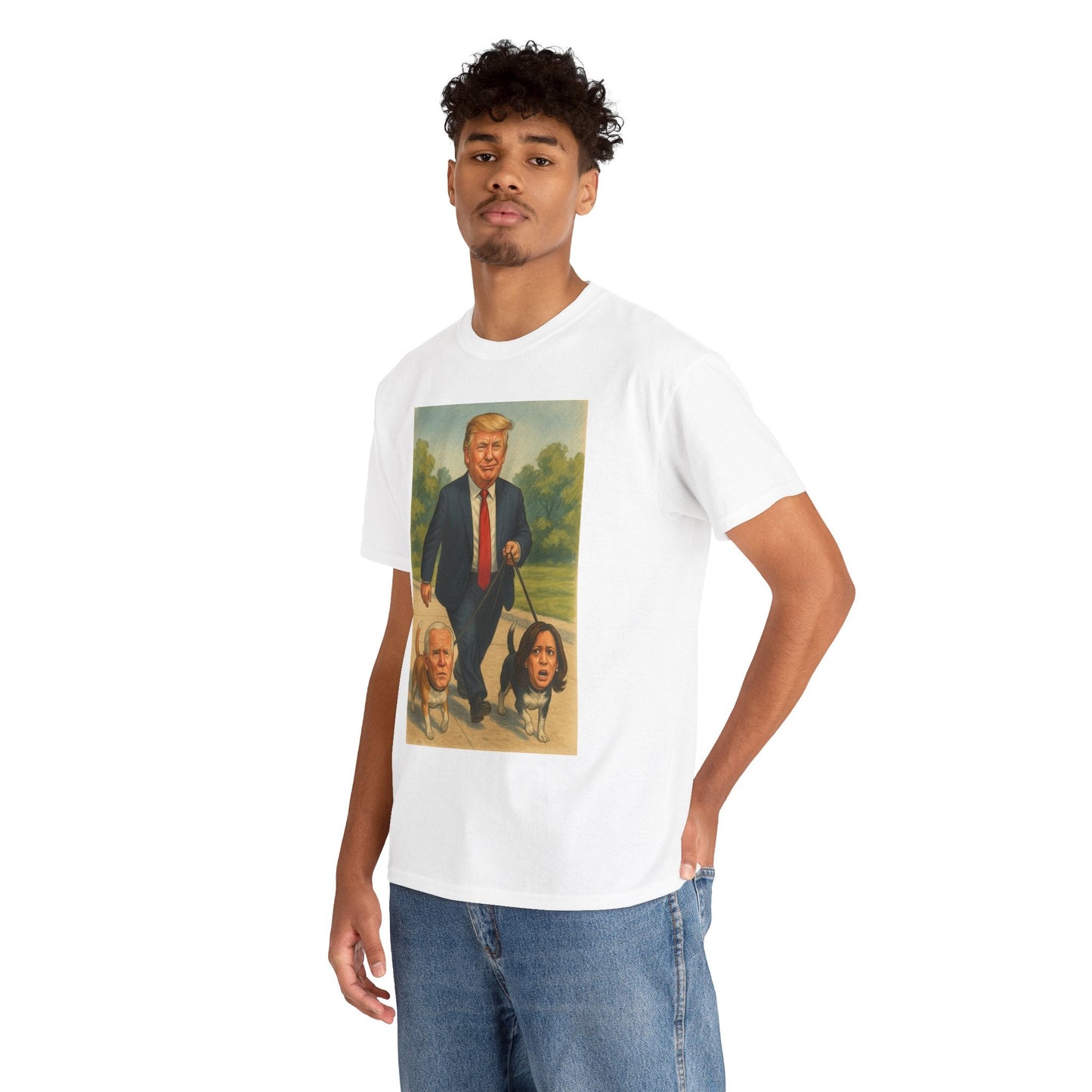 Funny Trump T-Shirt - Making Walks Great Again - Biden & Kamala Dog Walker - Political Satire Tee - Republican MAGA Shirt Printify
