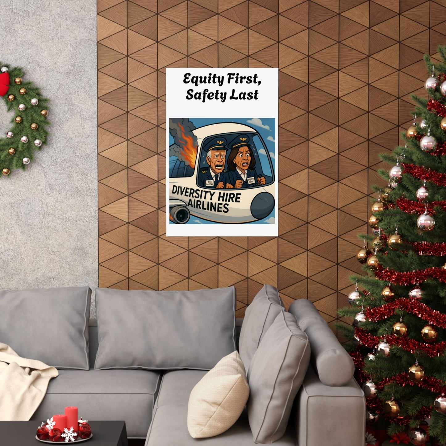 Diversity Hire Airlines — Satirical Political Cartoon Poster | Funny Woke Plane Crash Art Print Printify