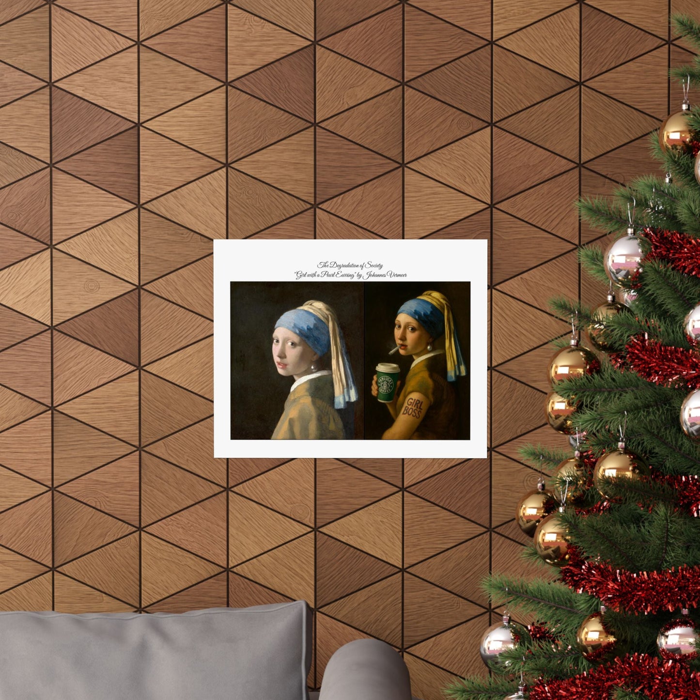 'The Degredation of Society' Print 2 - The Girl with a Pearl Earring by Johannes Vermeer Printify