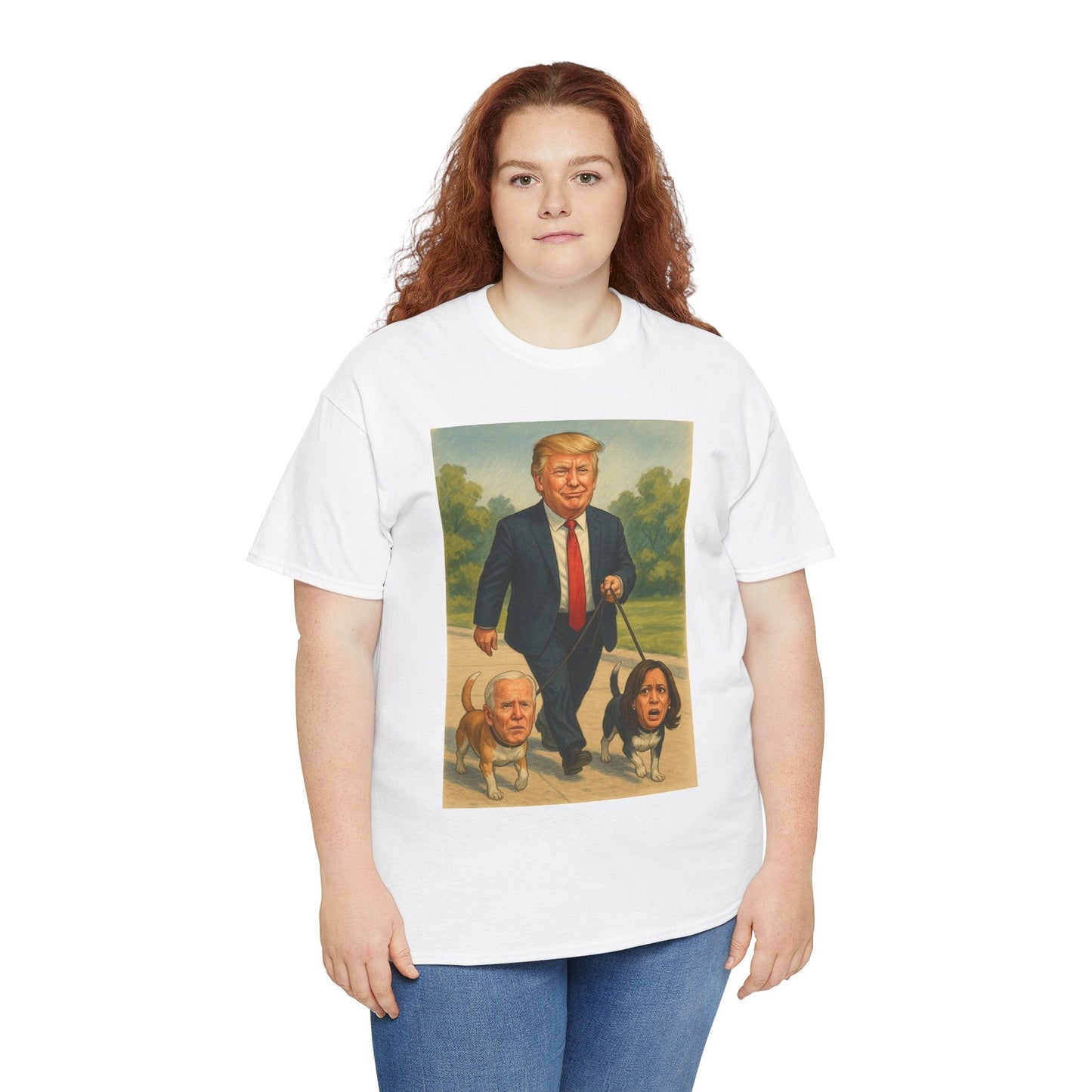 Funny Trump T-Shirt - Making Walks Great Again - Biden & Kamala Dog Walker - Political Satire Tee - Republican MAGA Shirt Printify