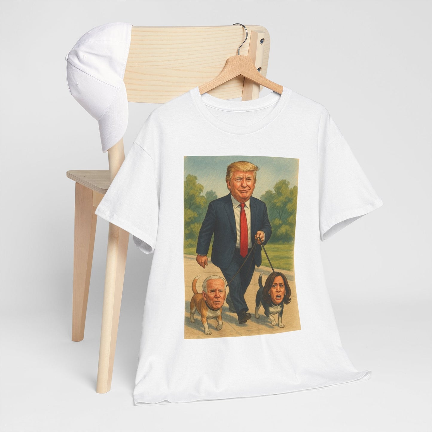 Funny Trump T-Shirt - Making Walks Great Again - Biden & Kamala Dog Walker - Political Satire Tee - Republican MAGA Shirt Printify