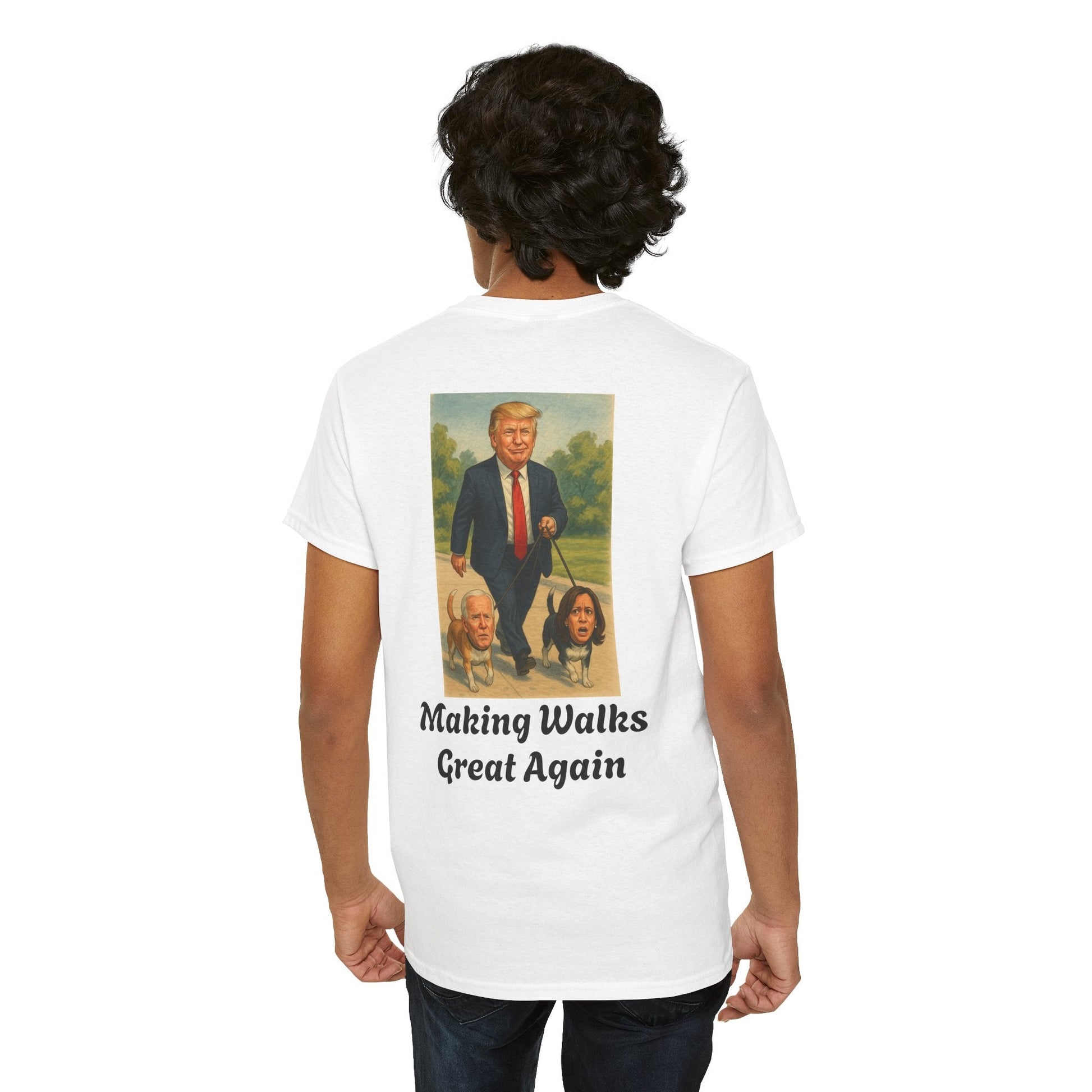 Funny Trump T-Shirt - Making Walks Great Again - Biden & Kamala Dog Walker - Political Satire Tee - Republican MAGA Shirt Printify