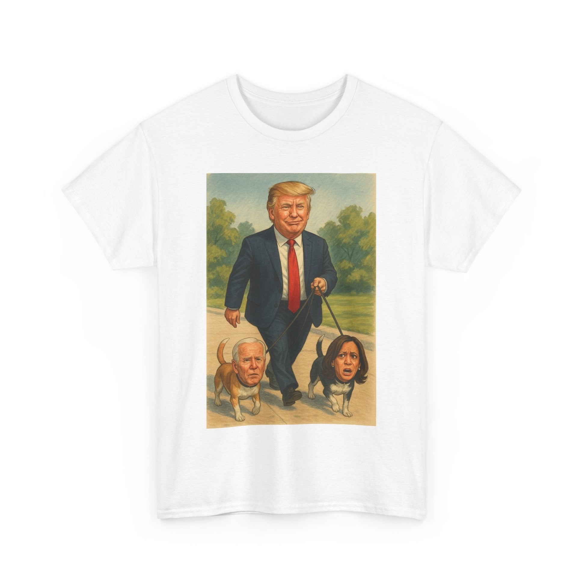 Funny Trump T-Shirt - Making Walks Great Again - Biden & Kamala Dog Walker - Political Satire Tee - Republican MAGA Shirt Printify