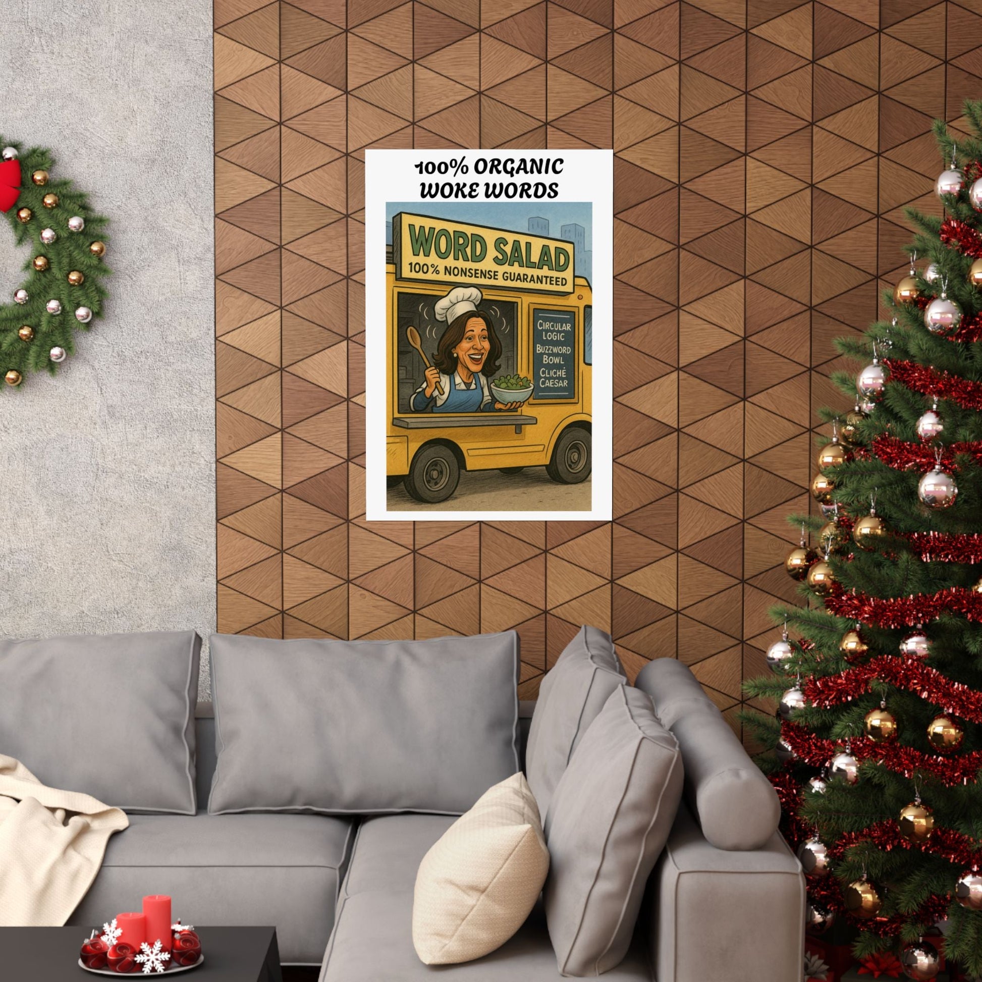 Poster: Funny Kamala Harris Word Salad Food Truck Printify
