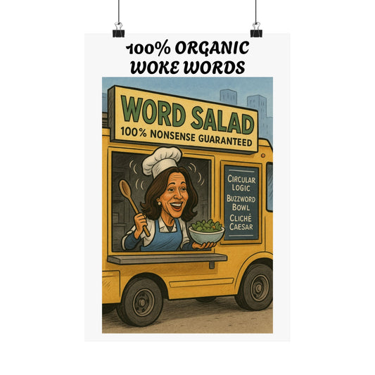 Poster: Funny Kamala Harris Word Salad Food Truck Printify