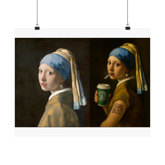 'The Degredation of Society' Print 2 - The Girl with a Pearl Earring by Johannes Vermeer Printify