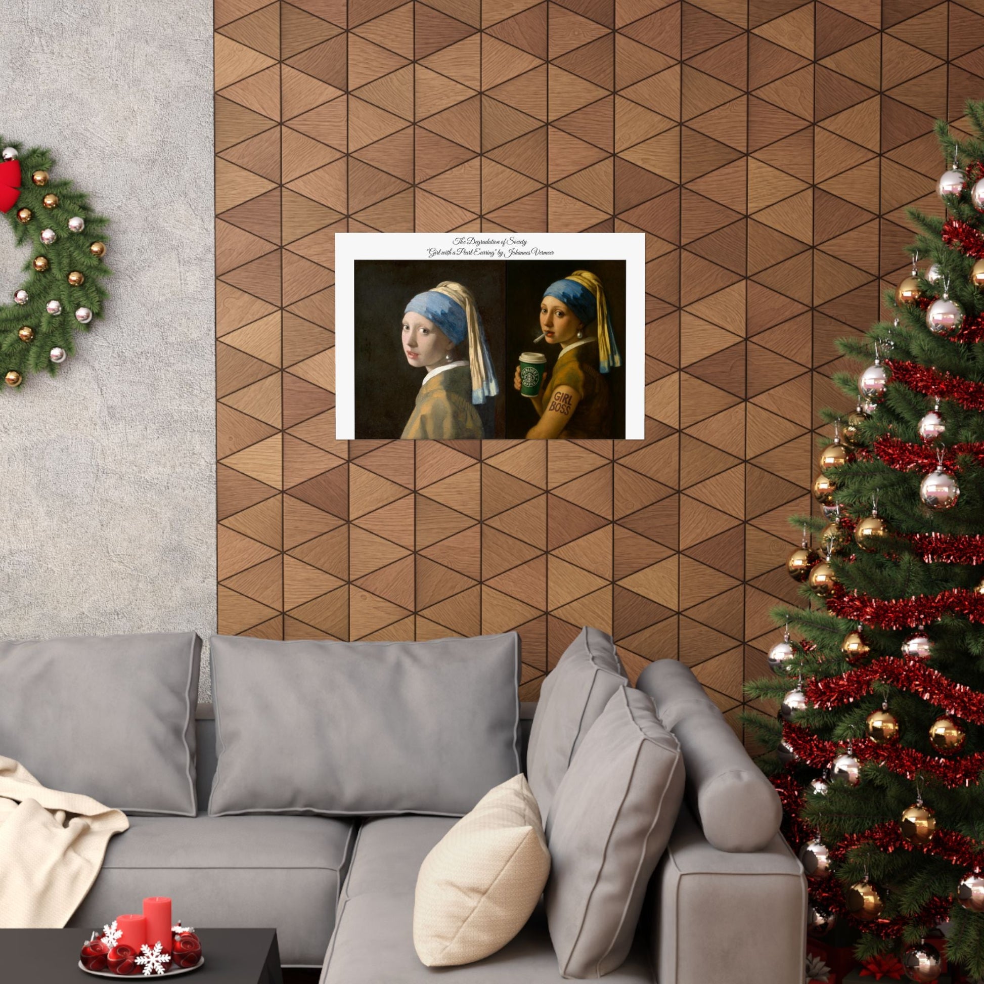 'The Degredation of Society' Print 2 - The Girl with a Pearl Earring by Johannes Vermeer Printify
