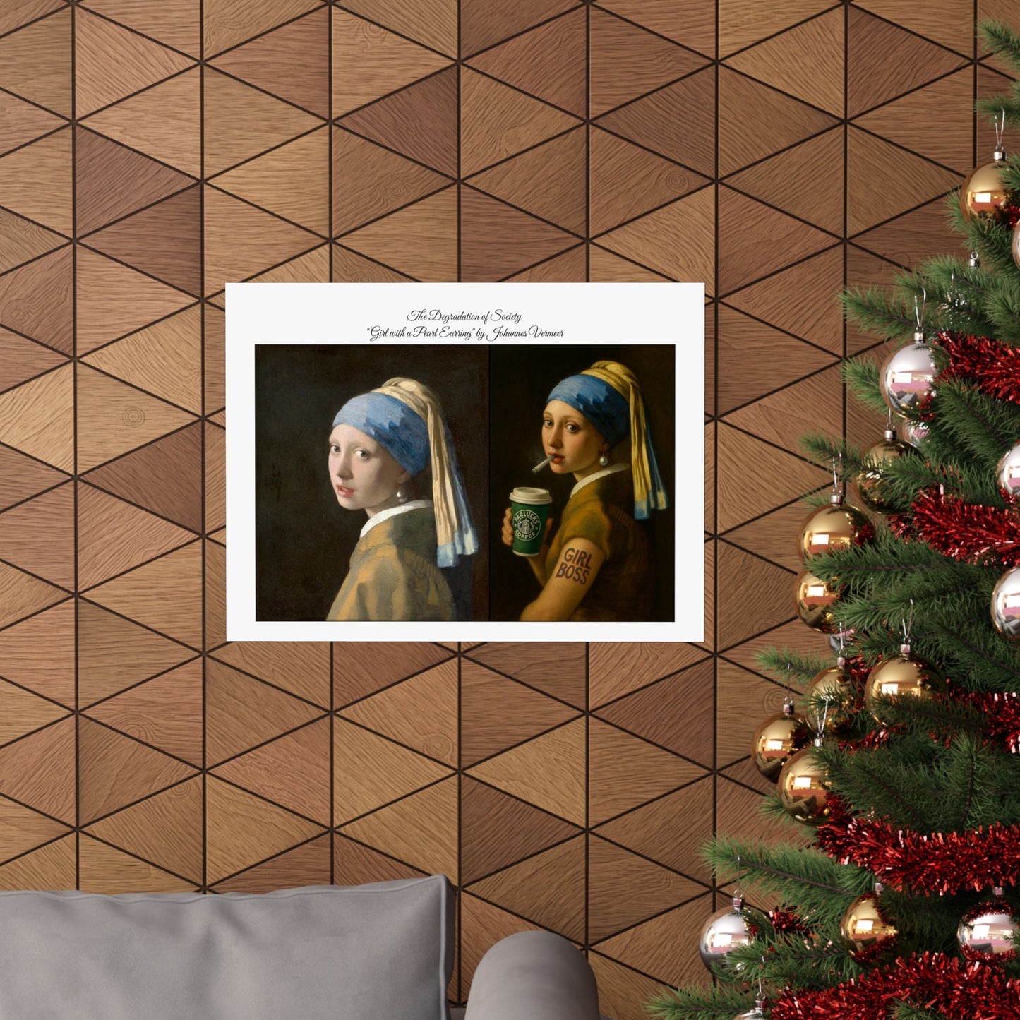 'The Degredation of Society' Print 2 - The Girl with a Pearl Earring by Johannes Vermeer Printify