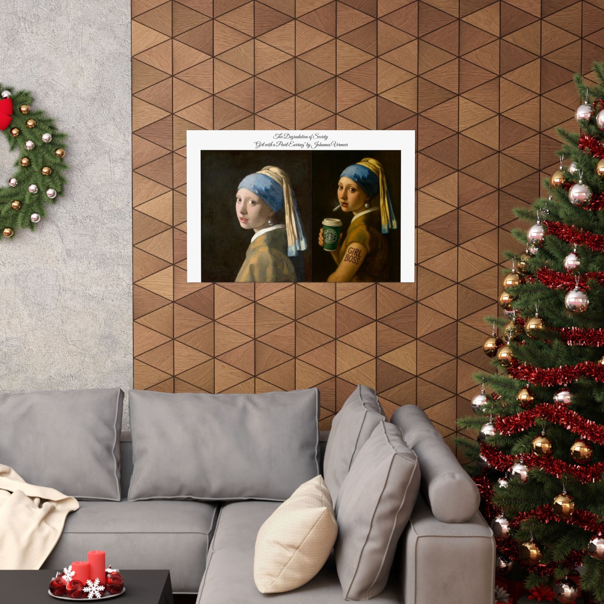 'The Degredation of Society' Print 2 - The Girl with a Pearl Earring by Johannes Vermeer Printify