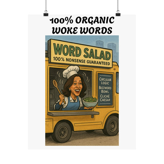 Poster: Funny Kamala Harris Word Salad Food Truck Printify