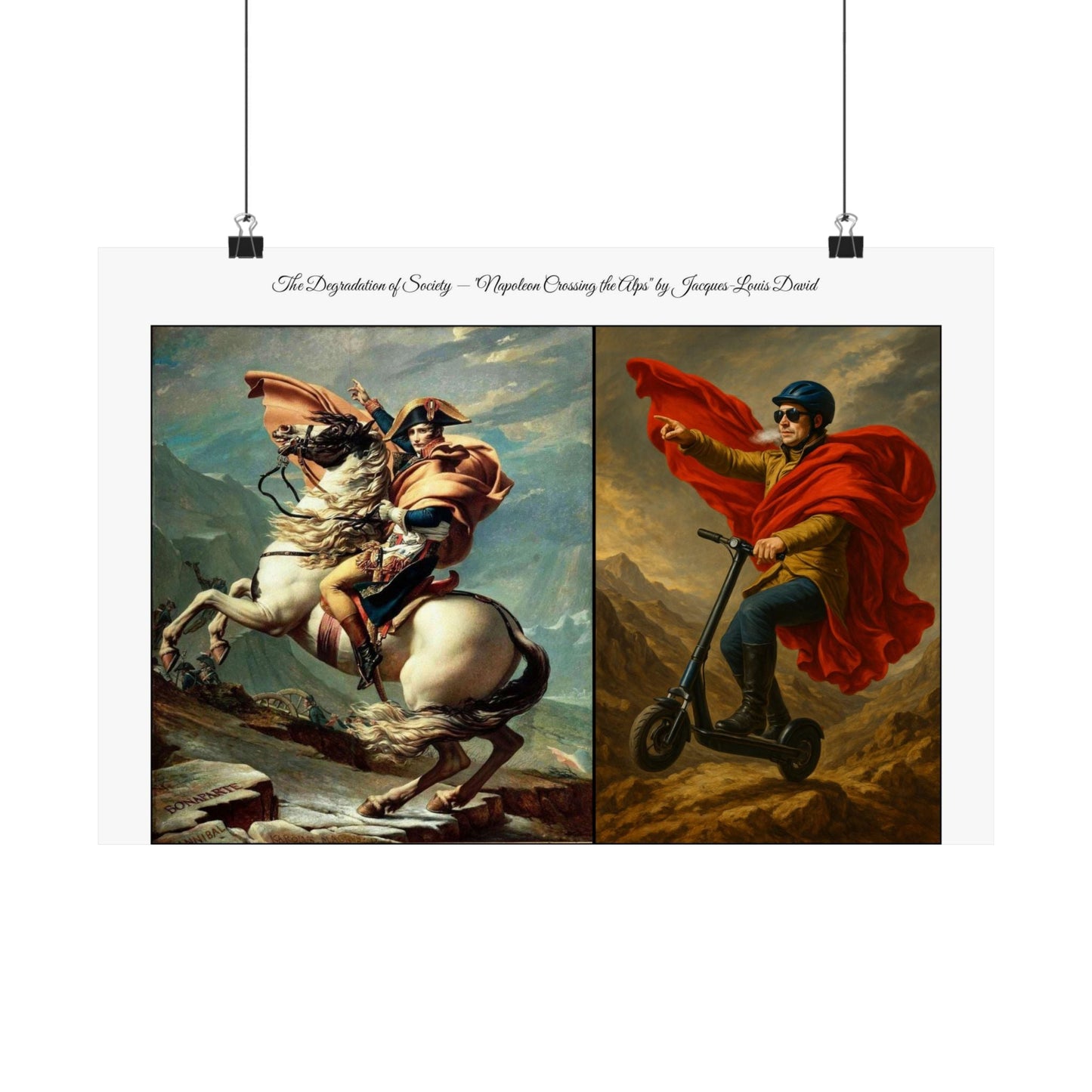 'The Degradation of Society' Print 6 - Napoleon Crosses the Alps by Jacque-Louis David Printify