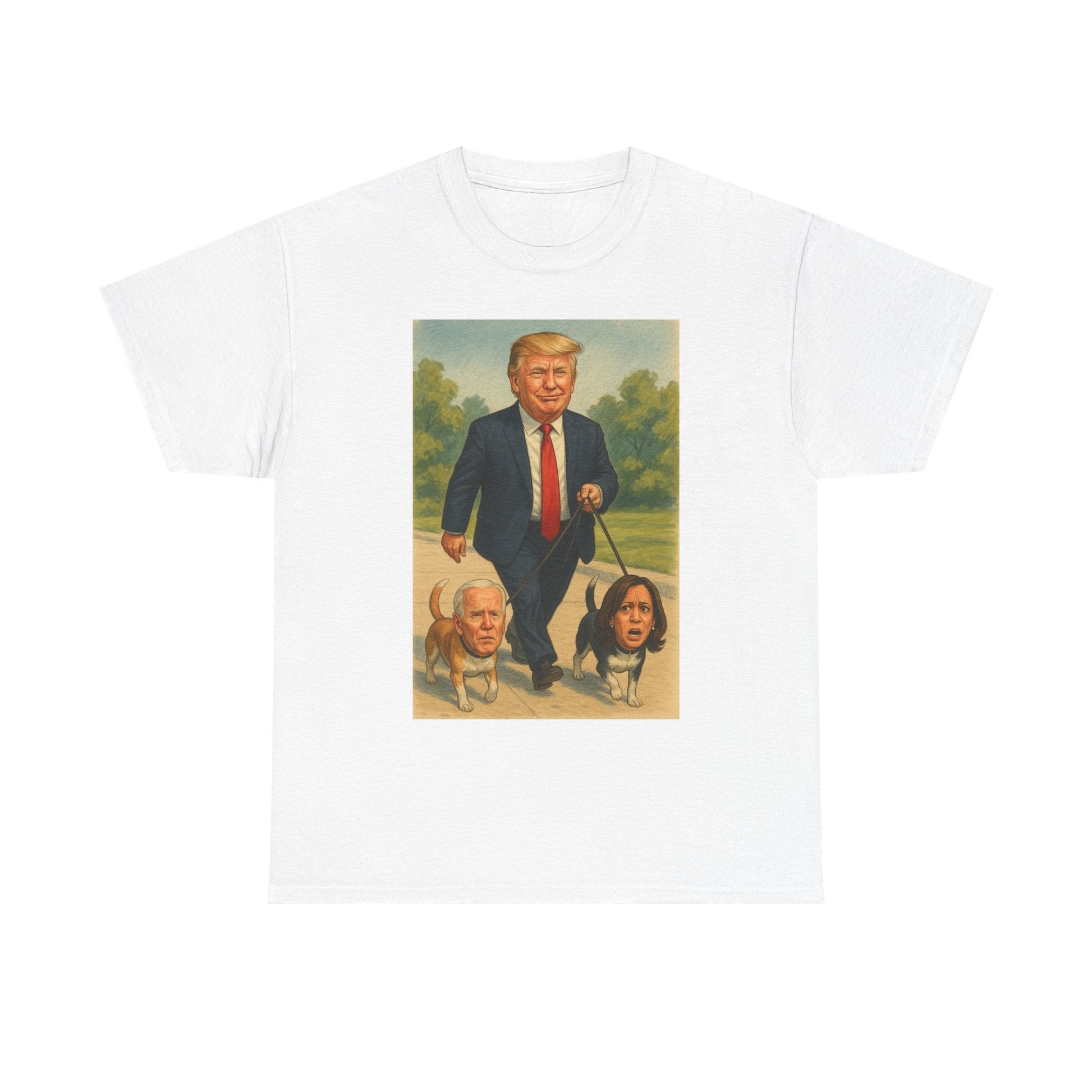 Funny Trump T-Shirt - Making Walks Great Again - Biden & Kamala Dog Walker - Political Satire Tee - Republican MAGA Shirt Printify