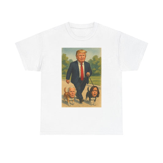 Funny Trump T-Shirt - Making Walks Great Again - Biden & Kamala Dog Walker - Political Satire Tee - Republican MAGA Shirt Printify