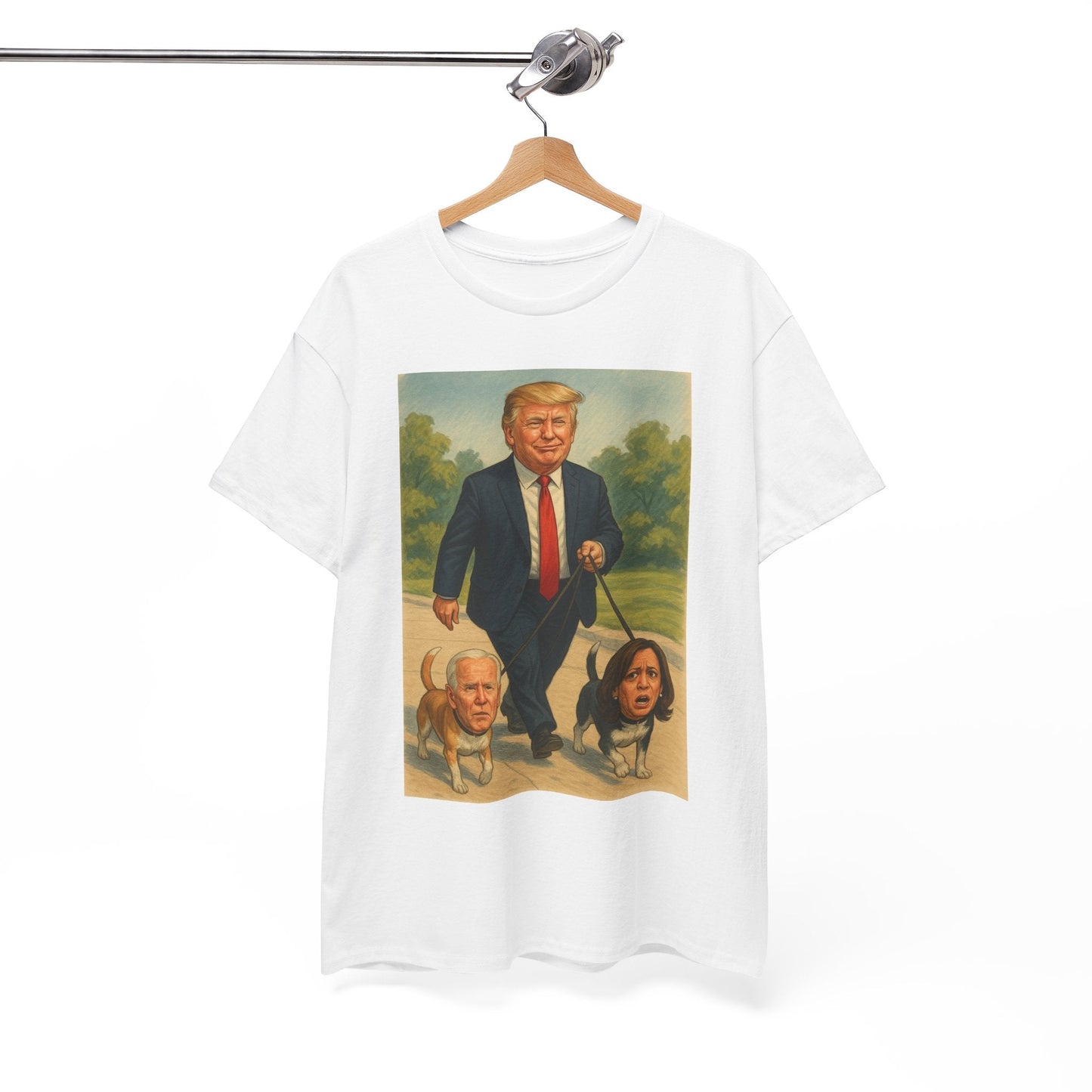 Funny Trump T-Shirt - Making Walks Great Again - Biden & Kamala Dog Walker - Political Satire Tee - Republican MAGA Shirt Printify