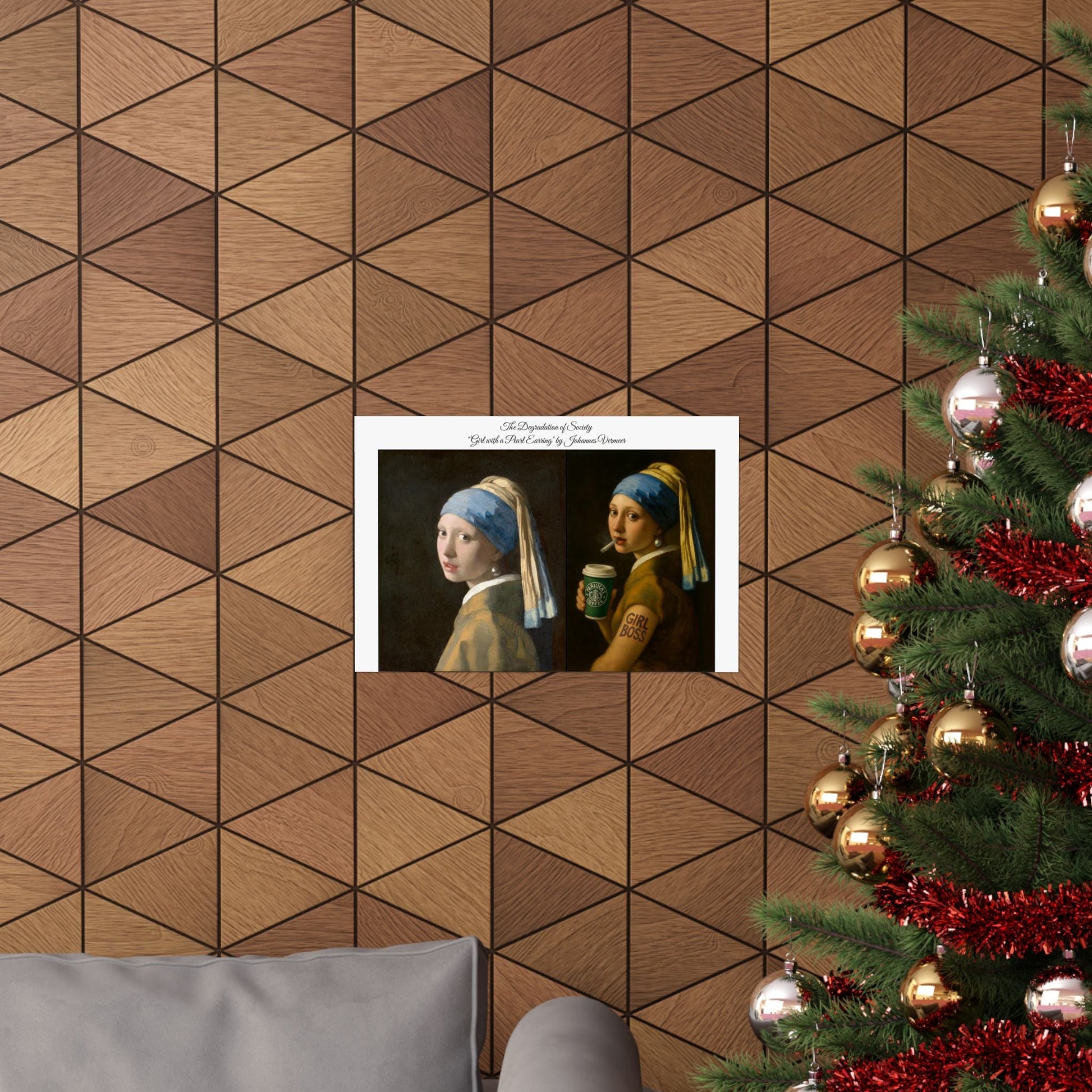 'The Degredation of Society' Print 2 - The Girl with a Pearl Earring by Johannes Vermeer Printify