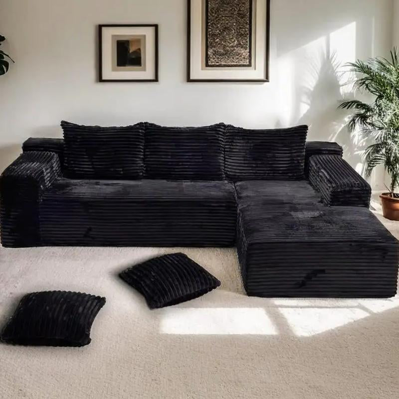 【2 Packages Shipping】105″ Modern Chenille Soft Cushion Modular Sofa Set, L-Shaped Modular Living Room Sofa Set, Free Combination Sofa for Living Room and Room (Side Recliner) Boneless Sectional Couch Home Sofa Family Couch Boneless Couches for Living Room