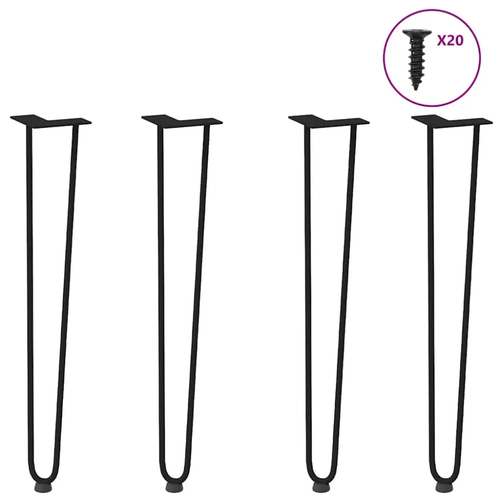 Picioare de masă în ac de păr 4 buc Negru 72 cm Oțel masiv