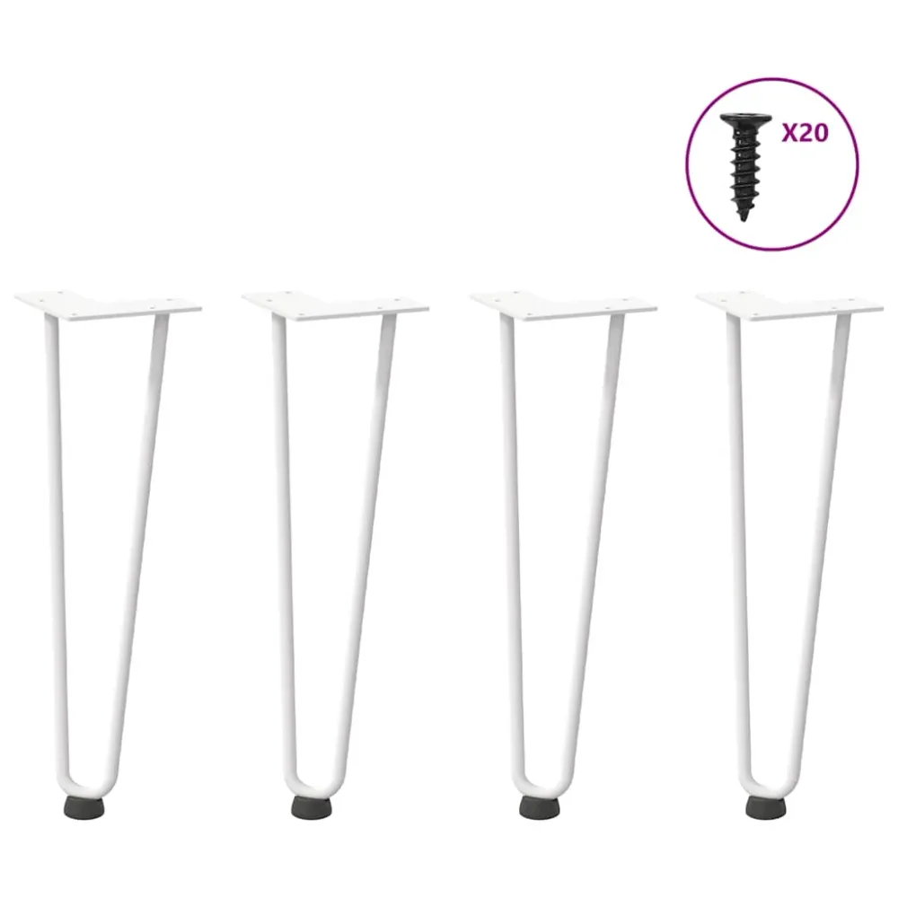 Picioare de masă în ac de păr 4 buc Oțel solid alb 42 cm