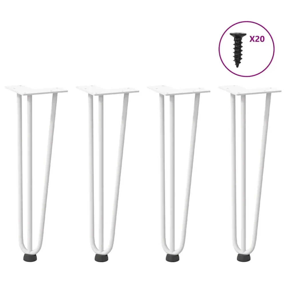 Picioare de masă în ac de păr 4 buc Oțel solid alb 42 cm
