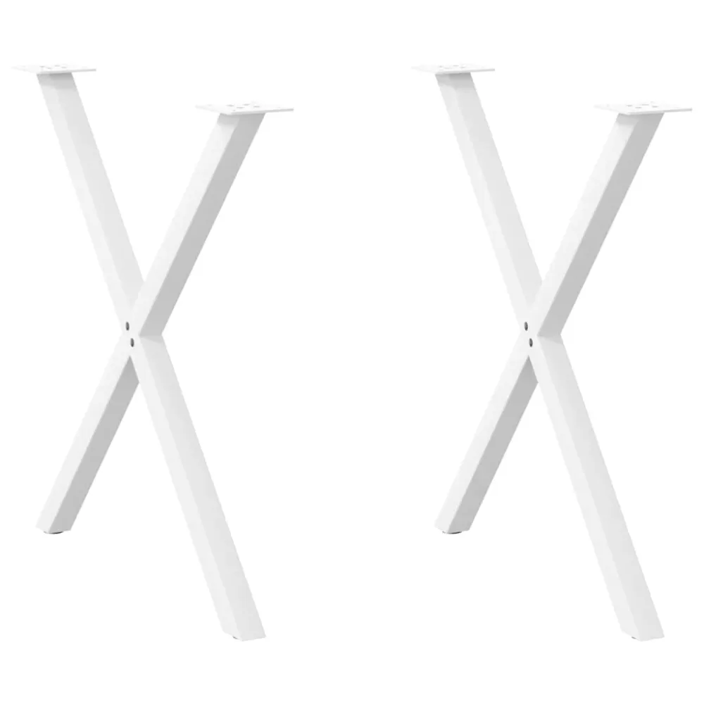 Picioare de masă în formă de X 2 buc alb 80x(72-73) cm oțel
