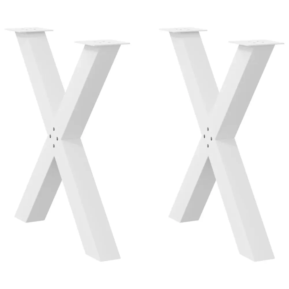 Picioare de masă în formă de X 2 buc alb 80x(72-73) cm oțel