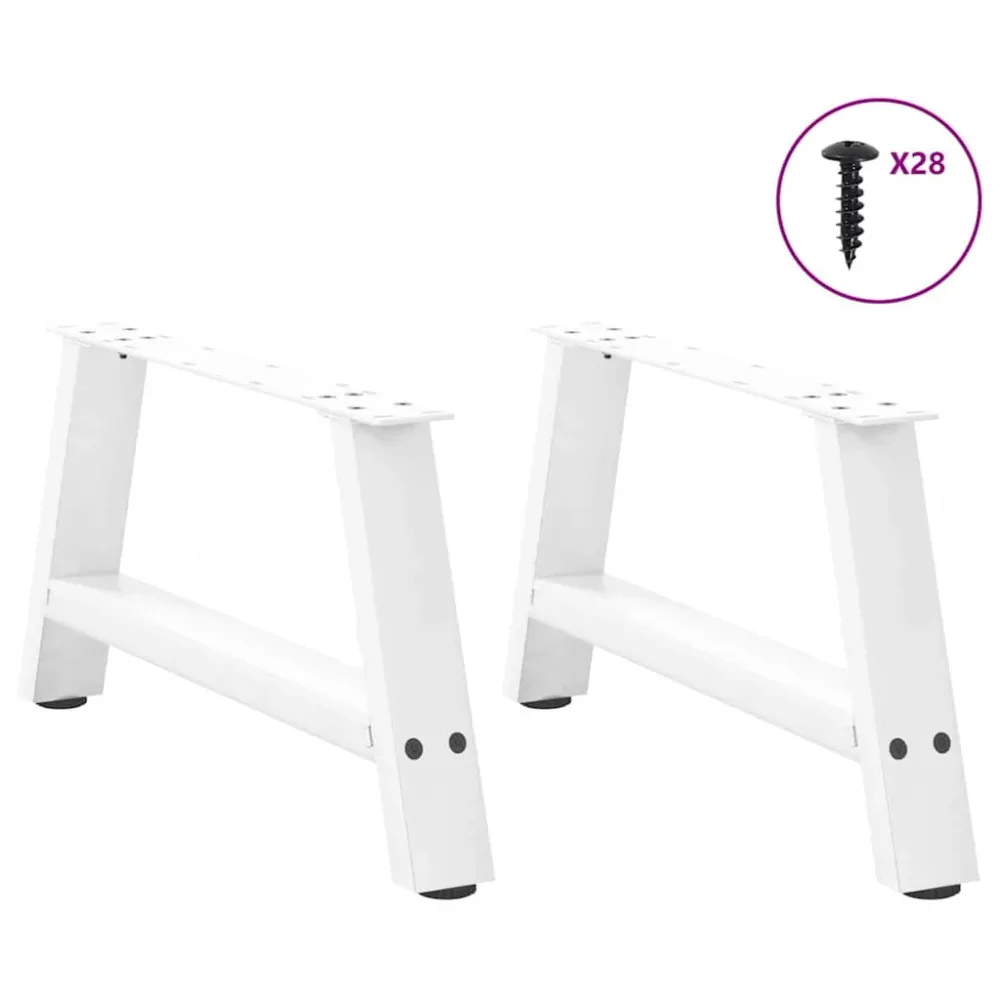 Picioare măsuță cafea în formă de 2 buc alb 60x(30-31)cm oțel