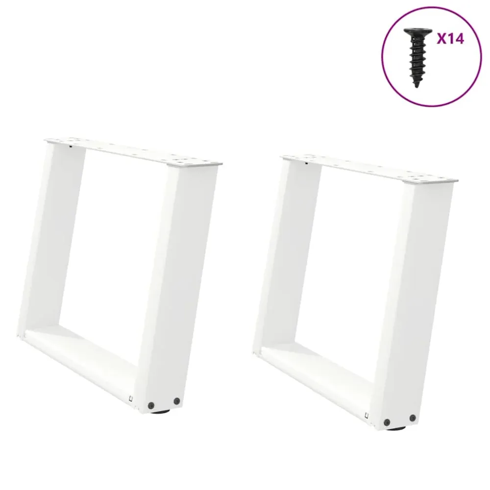 Picioare măsuță cafea în formă de U 2 buc alb 70x(42-43)cm oțel