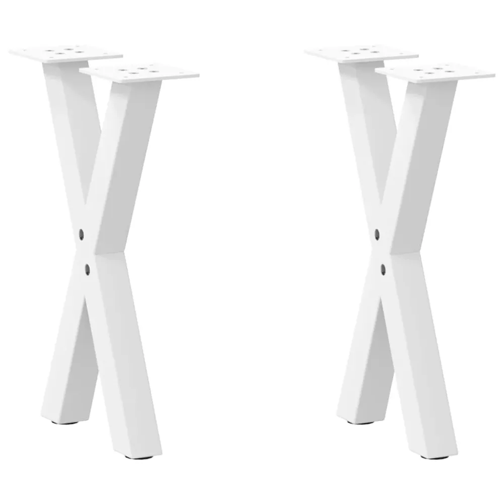 Picioare măsuță cafea în formă X 2 buc alb 38x(42-43) cm oțel