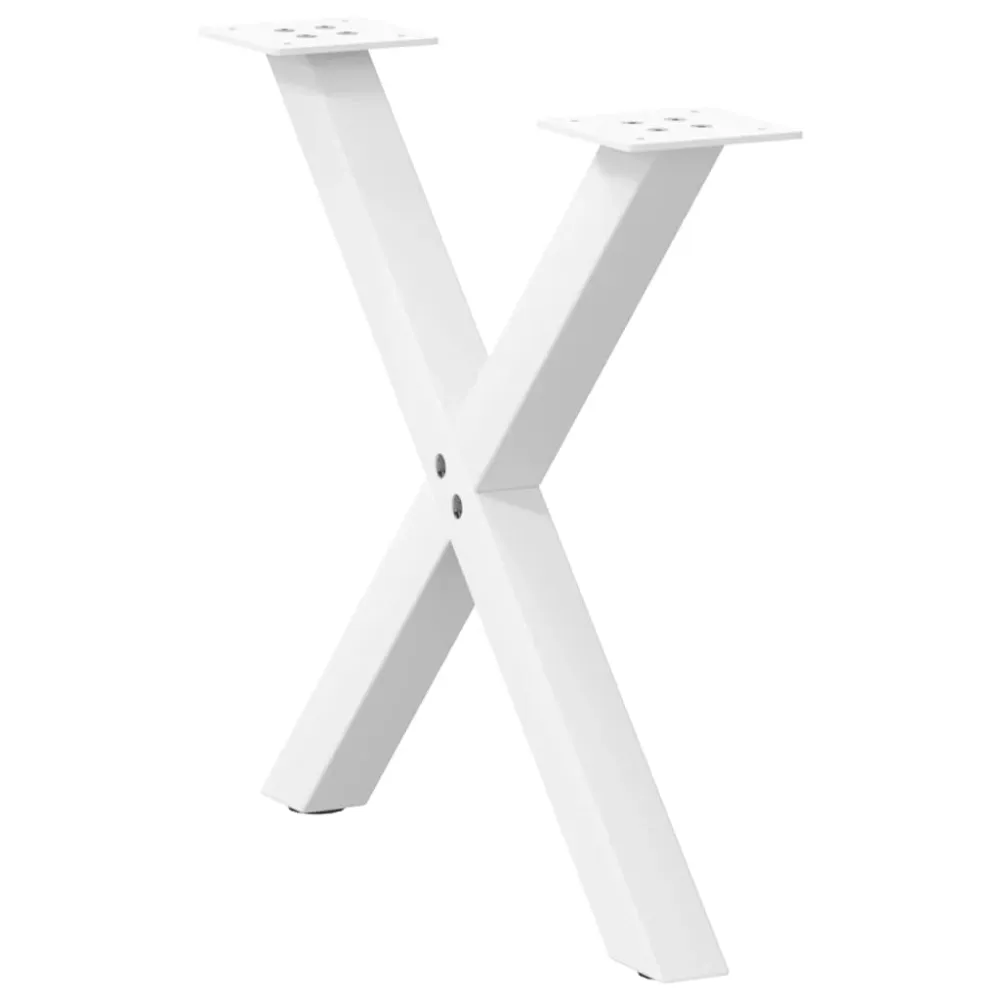 Picioare măsuță cafea în formă de X 2 buc alb 60x(42-43)cm oțel