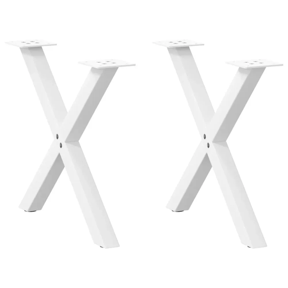 Picioare măsuță cafea în formă X 2 buc alb 50x(42-43) cm oțel