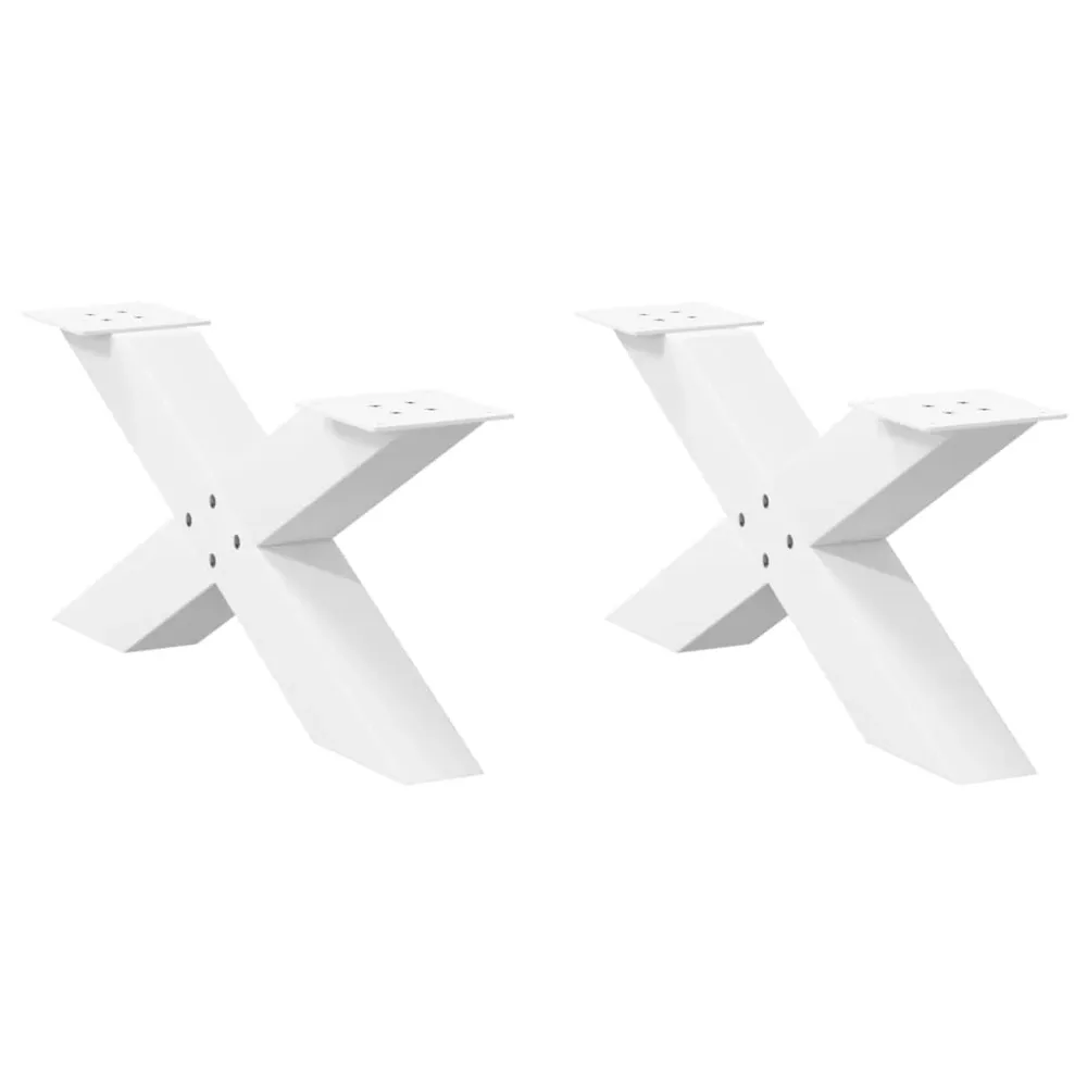 Picioare măsuță cafea în formă X 2 buc alb 70x(30-31) cm oțel