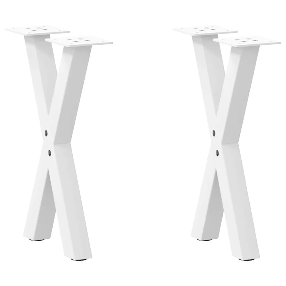 Picioare măsuță cafea în formă X 2 buc alb 28x(42-43) cm oțel