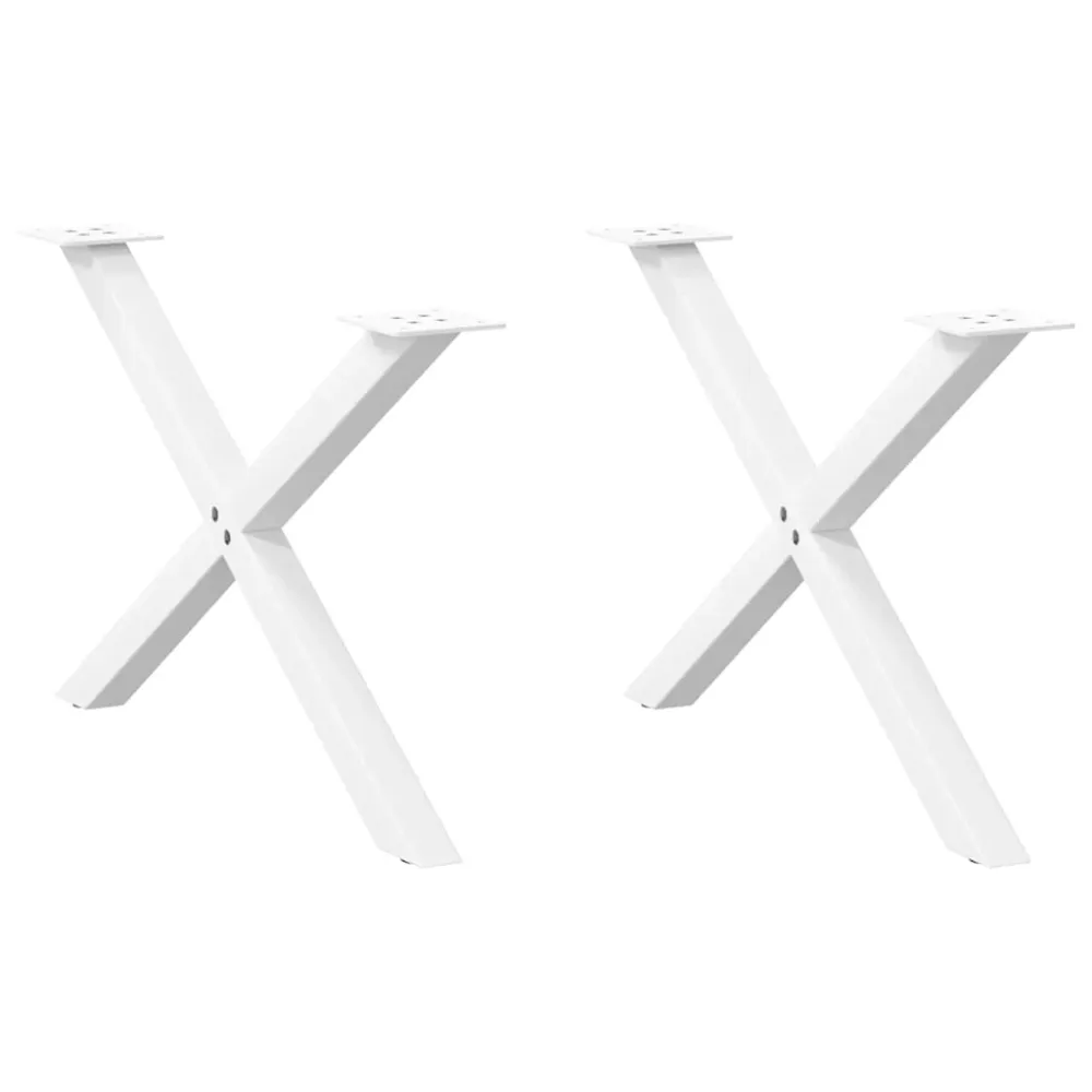 Picioare măsuță cafea în formă de X 2 buc alb 70x(42-43)cm oțel