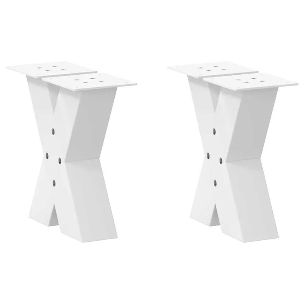 Picioare măsuță cafea în formă de X 2 buc alb 40x(30-31)cm oțel