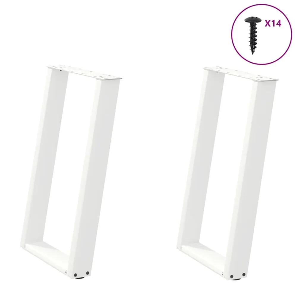 Picioare pentru masă în formă de U 2 buc alb 50x(72-73) cm oțel