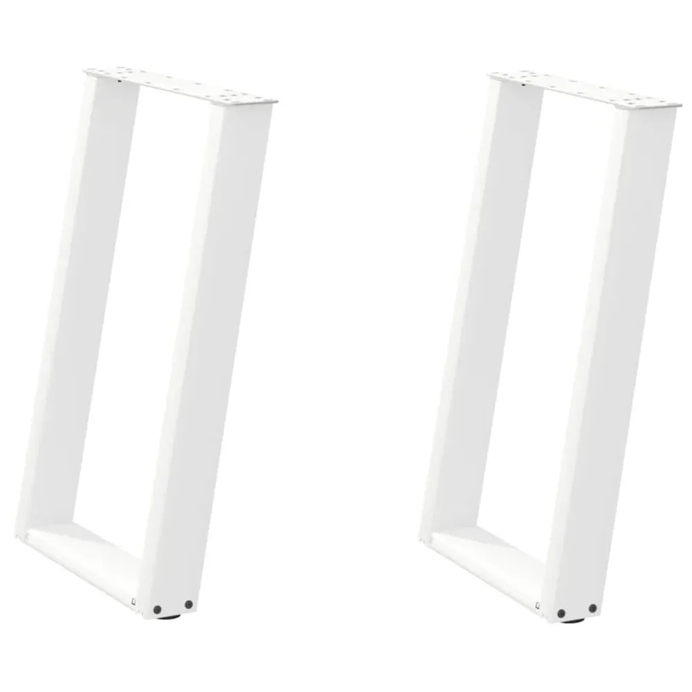 Picioare pentru masă în formă de U 2 buc alb 50x(72-73) cm oțel