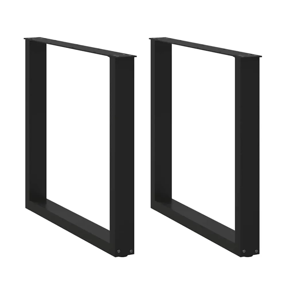 Picioare pentru masă în formă U 2 buc Negru 90x(72-73) cm Oțel