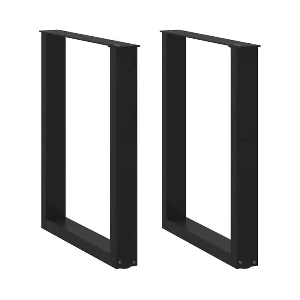 Picioare pentru masă în formă U 2 buc Negru 60x(72-73) cm Oțel