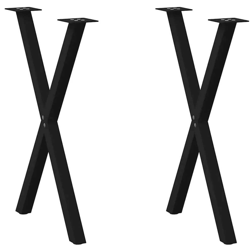 Picioare pentru masă în formă X 2 buc Negru 50x(72-73) cm Oțel