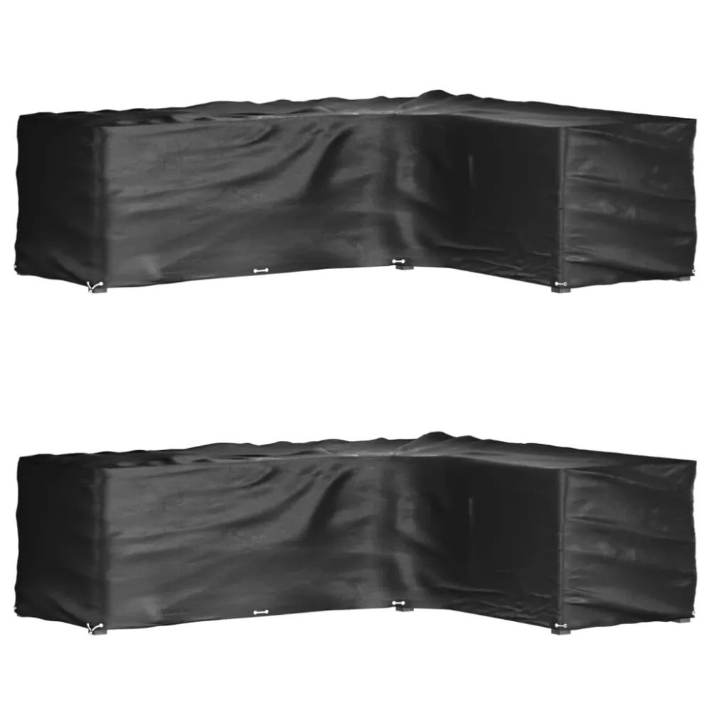 Huse mobilier grădină formă L, 2 buc., 16 ocheți, 260x210x80 cm