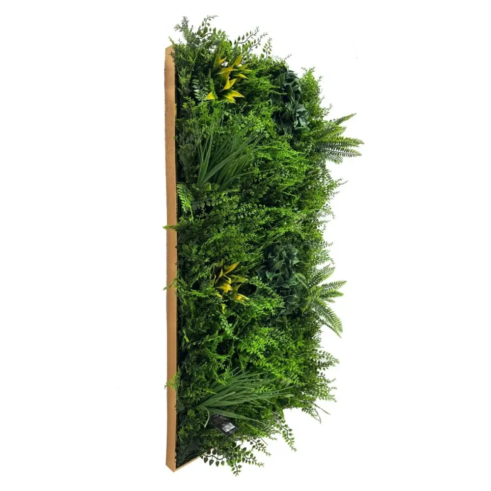 Aranjament decorativ, de perete, cu ramă din aluminiu și plante artificiale Naimeed D7469, Dimensiuni 50x100 cm