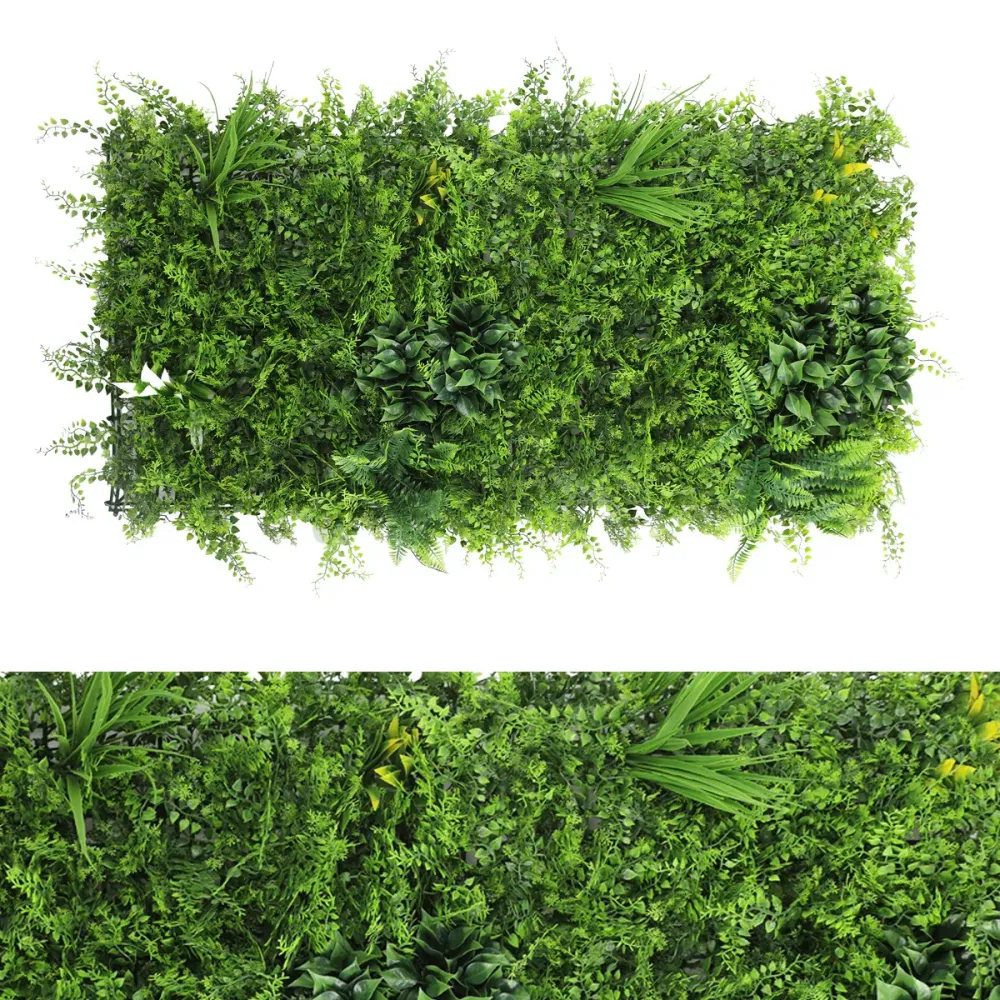 Aranjament decorativ, de perete, cu ramă din aluminiu și plante artificiale Naimeed D7469, Dimensiuni 50x100 cm