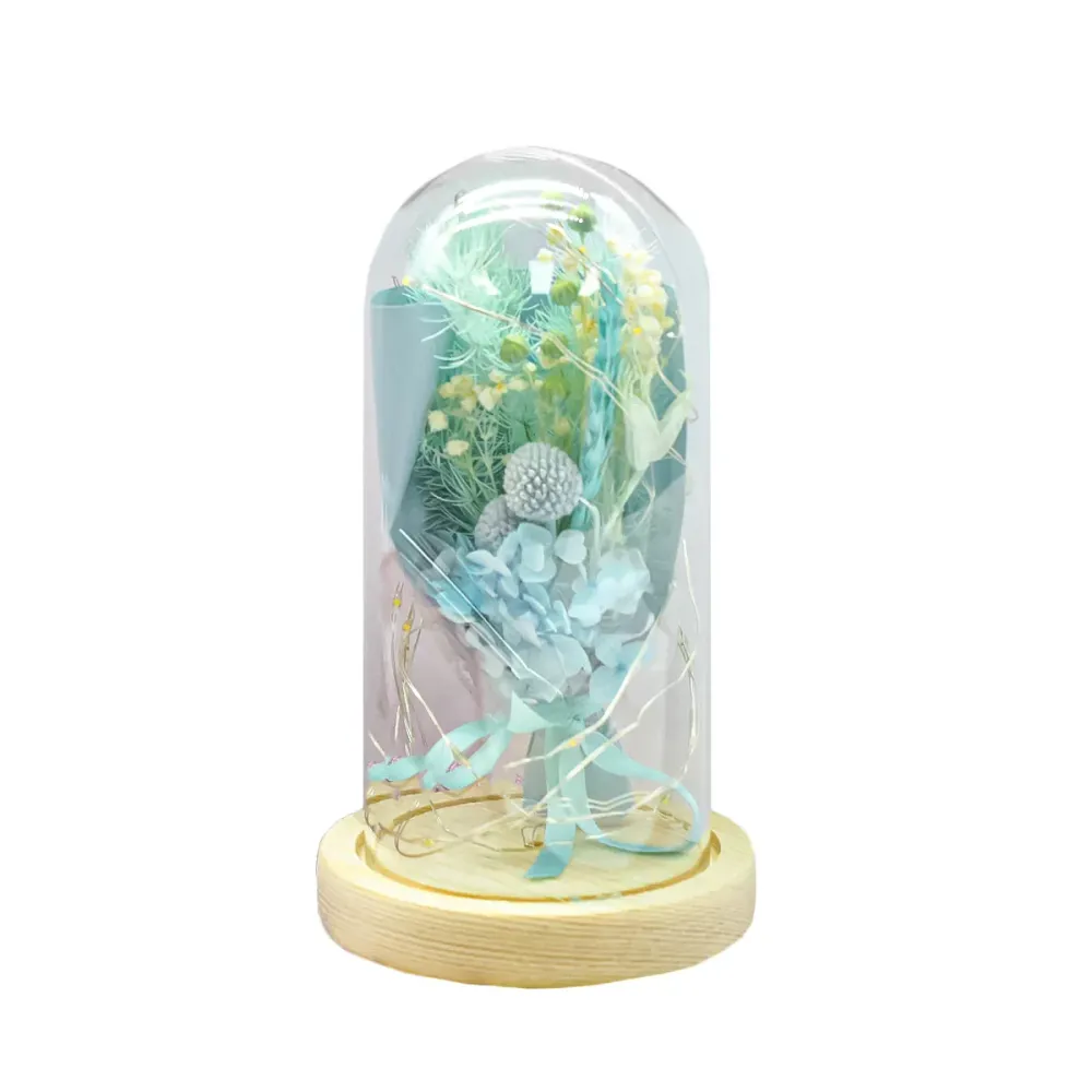 Aranjament floral cupola de sticla, lumina Led, D4000, Blue
