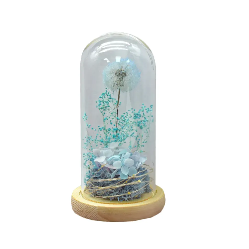 Aranjament floral cupola de sticla, lumina Led, D4025, Blue