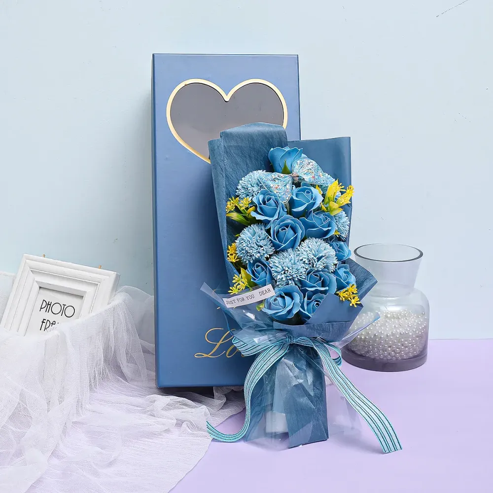 Aranjament floral elegant, flori de sapun, D4068, Blue