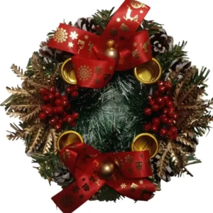 Aranjament pentru Masa de Craciun, Model Merisor, Funda Aurie, 19 cm