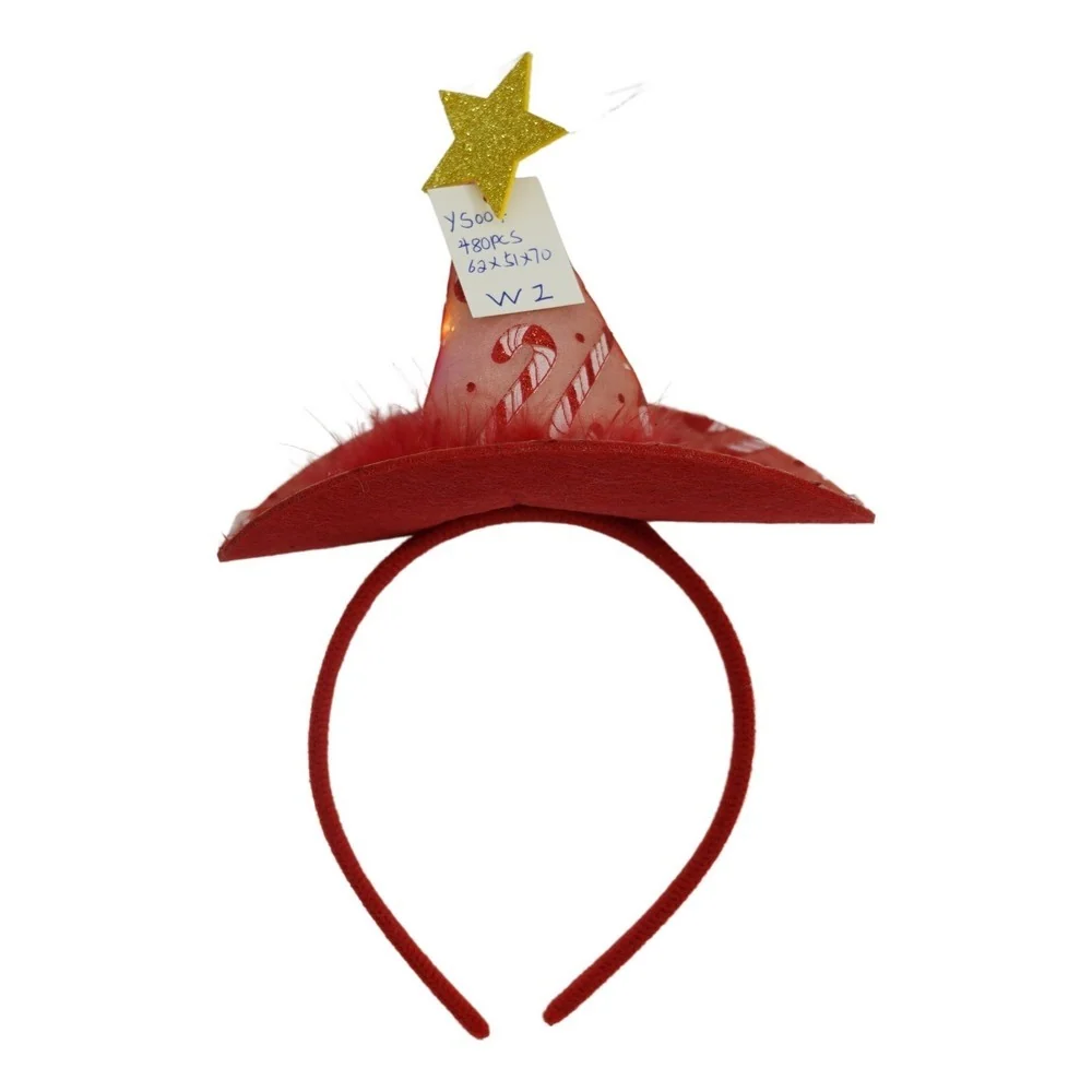 Bentita/cerc tip palarie de Craciun, culoare rosie cu led, marime standard, Vivimall