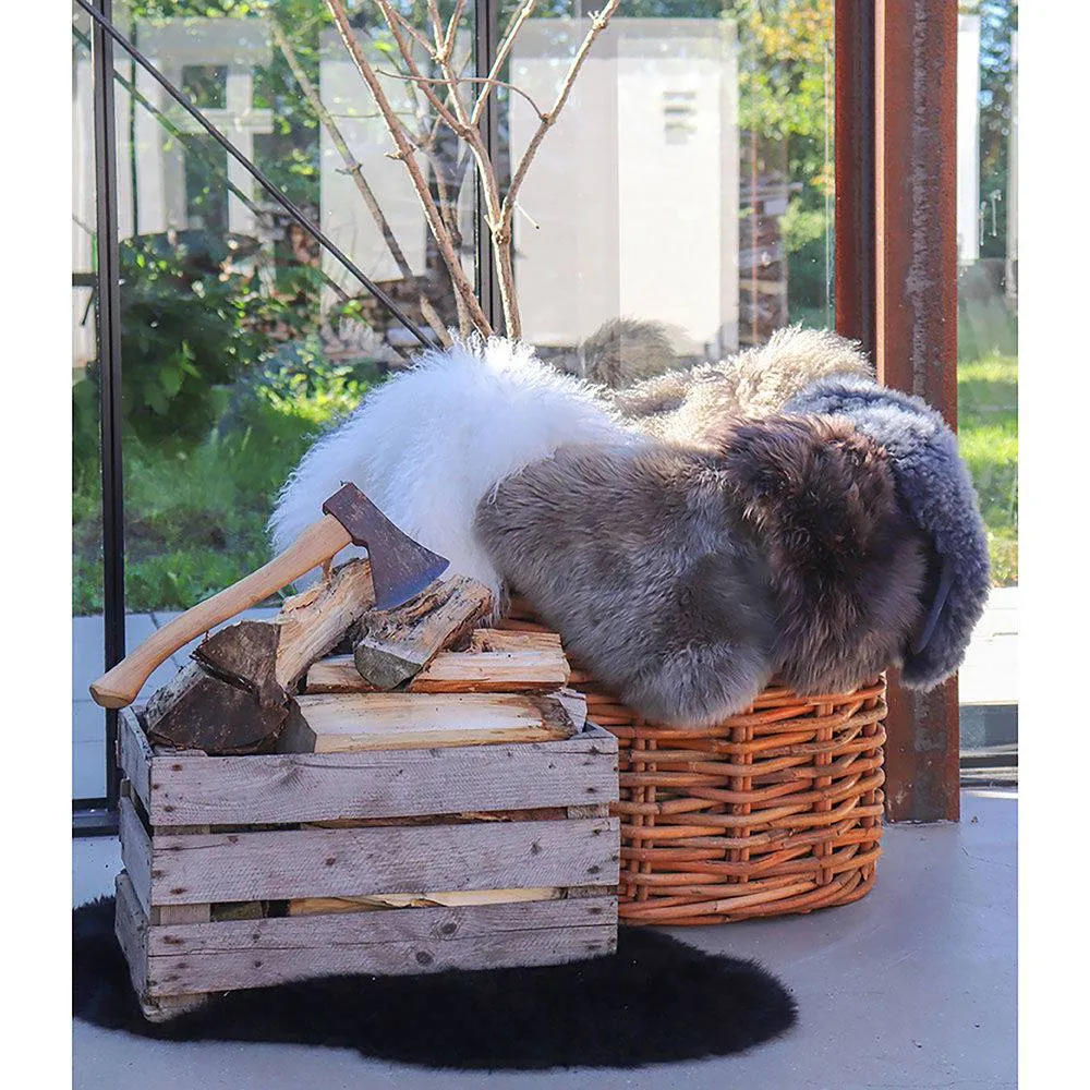 Blană naturală de miel Lambskin – culoare mushroom (bej-maro), 50 × 85 cm