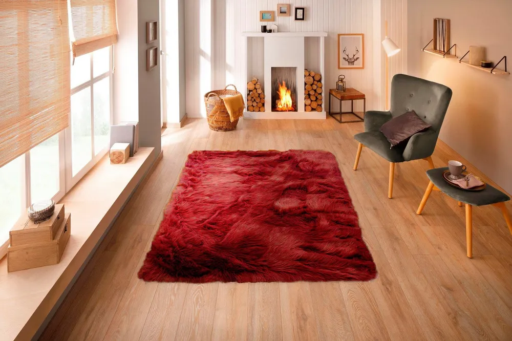 Blanita artificiala Valeria, rosie, foarte moale si pufoasa 60x90 cm
