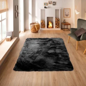 Blăniță eco Triana foarte moale si pufoasa, neagră 160x230 cm